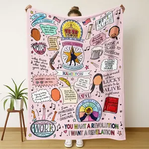 Graffiti Style Hamilton Musical Flannel Slogan Print Lightweight Throw Blanket, Soft Breathable Lightweight, All-Season Use, Perfect for Home Decor Travel Camping Gift,summervibes