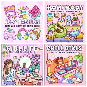 1PC Coloring Book Set for Girlish Hearts, Thick and Durable Paper, Sweet Dopamine Style, Sweet Dopamine Appeal, Stress-Relief and Relaxation Features, Leisure Coloring Book for Girlfriend Gatherings, Valentine's Day Gift Interactive Coloring Book