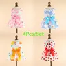 4pcs Spring Summer Floral Print Dog Dresses, Small Medium Dogs Teddy Cats Pet Clothes, Cute Thin Princess Style Puppy Skirts