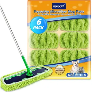 XL Dry Sweeping/Wet Mopping Cloths for Swiffer XL Sweeper, Reusable & Washable Microfiber Mop Pad Refills for Surface/Hardwood Floor Cleaning, 6 Pack