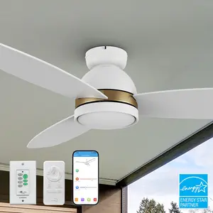 Biscay Ⅱ Outdoor Flush Mount Smart Ceiling Fan with Led light remote 52 inch