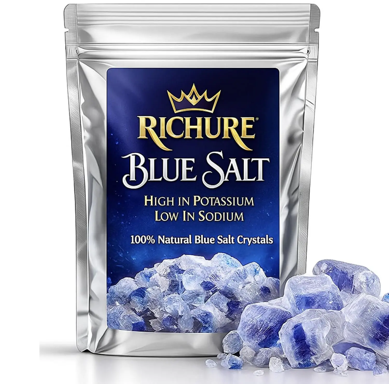 Ancient Blue Salt – Rare Mineral Treasure | High Potassium, Low Sodium, Pure & Unprocessed | Gourmet-Grade by Richure 100g (3.52 oz)