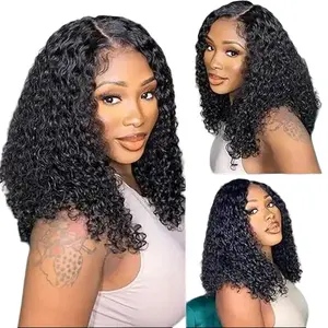 13x4 Lace Front Human Hair Wig, Short 8 Inch Water Wave Curly Bob, 150% Density Anti-Tangle & Breathable Style for Women