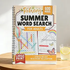 Relaxing Summer Word Search for Adults, Stress Relief Beach Vacation Lunch Break Game, Perfect Gift for Mom Teacher Best Friend