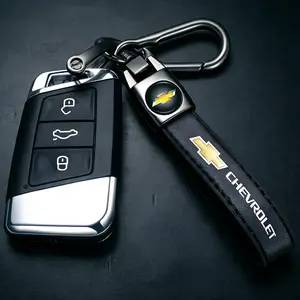 Genuine Leather Car Key Fob Holder fit for Chevy，Chevrolet with 360° Swivel & Heavy-Duty Anti-Loss D-Ring, Durable Unisex Daily Gift for Silverado/Equinox/Malibu/Traverse/Tahoe/Suburban Owners & Auto Enthusiasts case