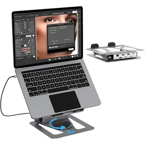 Universal 360? Portable Laptop Docking Station, Adjustable Height w/Detachable USB C Hub, 4K HDMI, USB 3.1, RJ45, 100W PD, Suitable for MacBook Pro/Air///Surface/, Plug and Play
