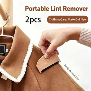 2pcs Manual Pilling Remover, Compact Clothes Groomer, Woolen Sweater, Coat, Handheld Mini Birch Wood Scraper, Portable Clothing Piller Cutter