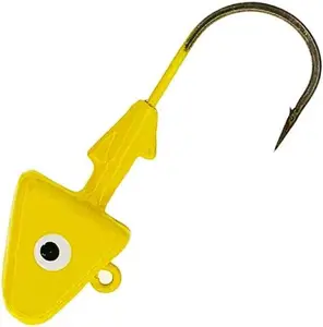 Sanhu Shad Jig Heads 1-1/2oz 20 Pcs Yellow with 5/0 Mustad Hooks for Soft Plastic Rigging Bulk Pack Ideal for Striped Bass Fluke & Inshore Saltwater Fishing