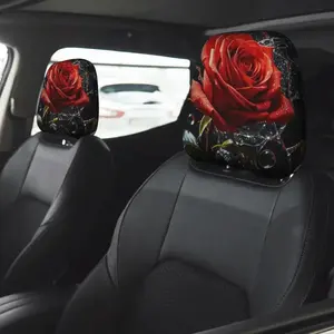 Broken Glass Rose 2pcs  Headrest Cover - Soft, Suitable for All Vehicle Models, Cute Design, Protects And Enhances The Interior,  Accessories, Car Accessories