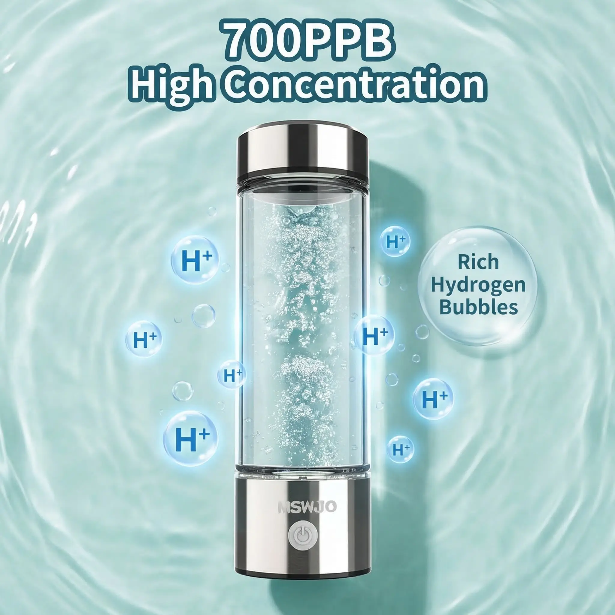 Gourde Génératrice D'eau Hydrogène Madeking 400ml - Rechargeable - Verre