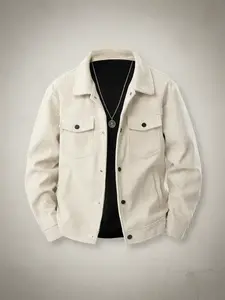 Men's Corduroy Classic Collared Button Front Jacket - Autumn/Winter Warm Collar Long Sleeve Fitted Casual Coat, Multi functional Pocket and Snap Design, Machine Washable for Daily Casual Wear