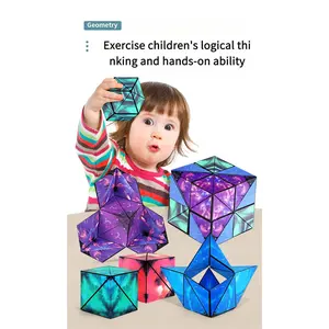 3D geometric magnetic cube spatial thinking training educational educational deformation magnetic kids educational toy