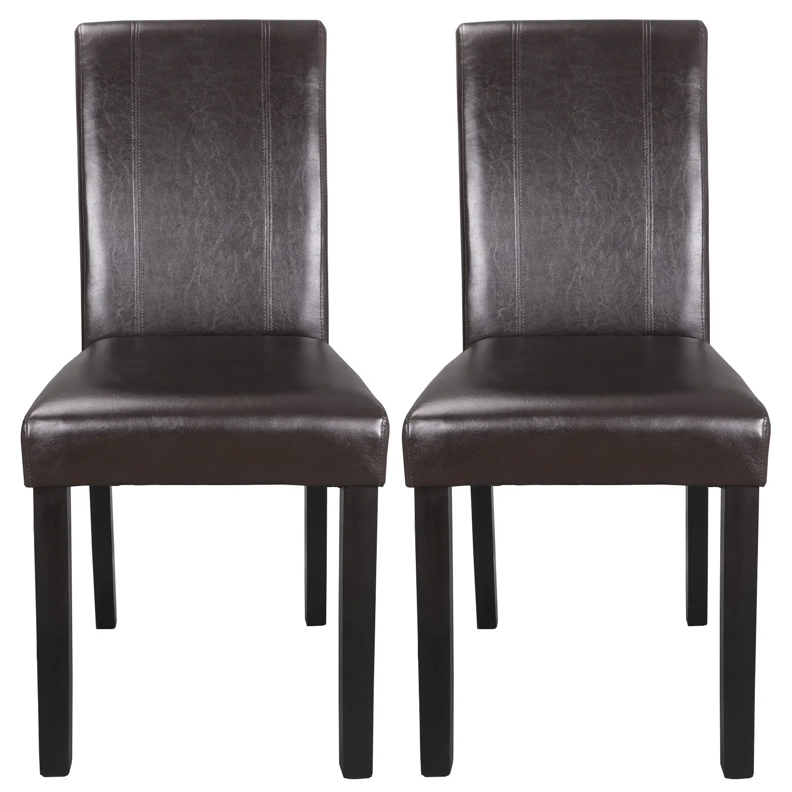ZENY 2-Pack Upholstered Leather Dining Chairs, Modern High-Back Padded Armless Legged Parson Chairs, Brown Contemporary Modern Accent Indoor Furniture, Armless Legged Chair, Brown Contemporary Chair