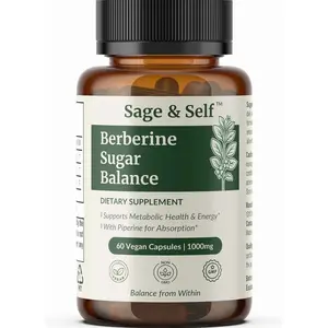 Sage & Self Berberine Sugar Balance – Berberine HCL with Ceylon Cinnamon & Black Pepper – 1000 mg Per Serving – Vegan Herbal Supplement (60 Capsules)