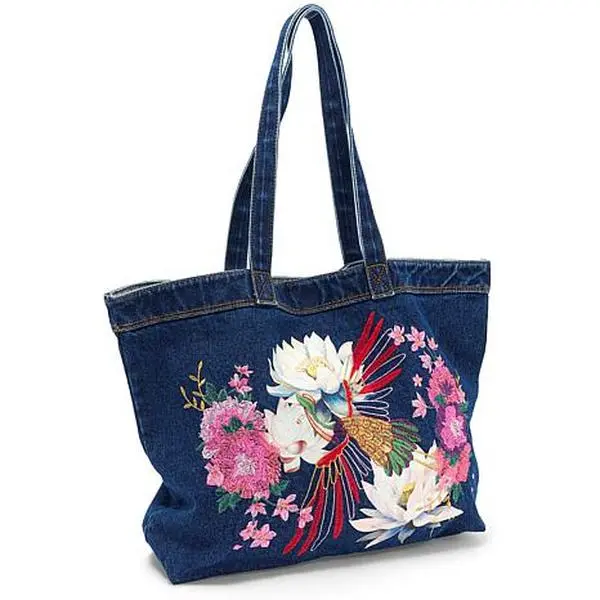 DG2 by Diane Gilman Embellished Denim Tote Bag