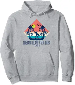 Mustang Island State Park Texas Wave Rider Surfing Pullover Hoodie - Kevincifuen Shop 79B0D45LG8SV