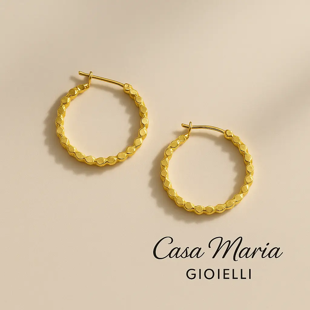 Vortice Gold Elegant Hoops - 18K Gold Hoop Earrings - AU750 18K Real Gold - Casa Maria Gioielli, Twisted, Retro