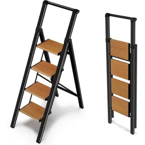 Step Ladder 4 Step Folding with Handle, Kitchen Step Stool for Adults,  Ladders for