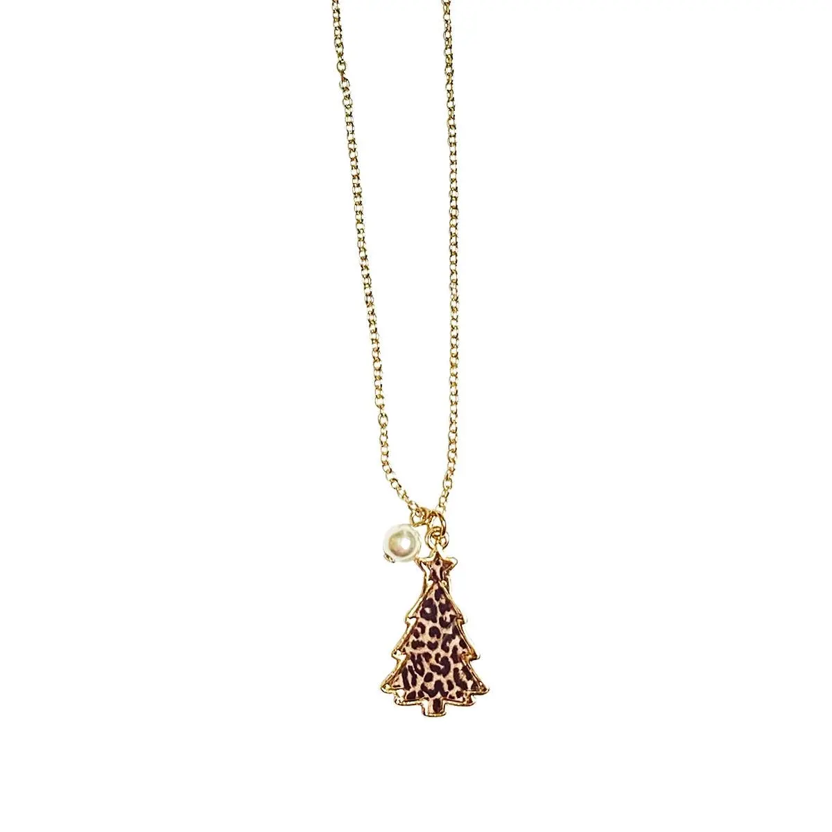 Leopard Christmas Tree Necklace #VLJ0449-LPRD
