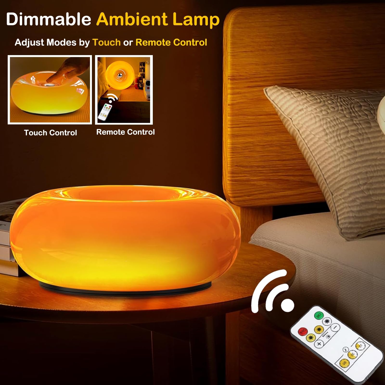 Modern Orange Donut Lamp, Plug-in Bedside Lamp & Wall Sconce, Mid-Century Modern Decor Wall Mount Light, Creative Orange Ambient Lighting for Living Room, Reading Room & Hallway multifunctional tool