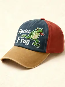 1 color matching frog embroidered baseball cap-fun retro old cap for men and women, suitable for spring and autumn travel, beach vacation, Y2K style for young people.