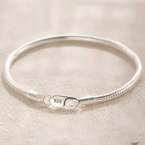 925 Sterling Silver Snake Bone Bracelet - Simple Style - Silver Plated - For Women Men - Daily And Party Wear - Valentine's Day Gift - All Seasons Jewelry - 16-23cm