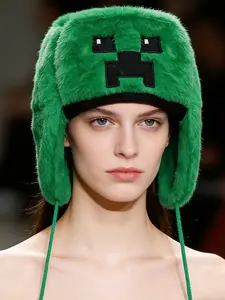 Autumn Winter Fashion Stylish Beanie Hat, Warm Cartoon Embroidery Pattern, Unisex Fitted Plush Cap, Street Style, Fall & Winter