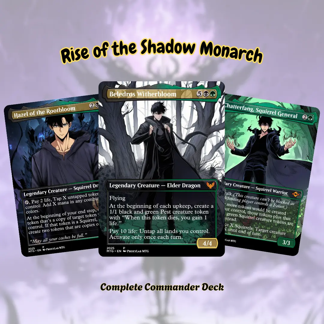 Proxy Commander Deck 100+ Cards - Rise of the Shadow Monarch – Solo Leveling Inspired – Anime Fan Deck – Ready to Play Gift