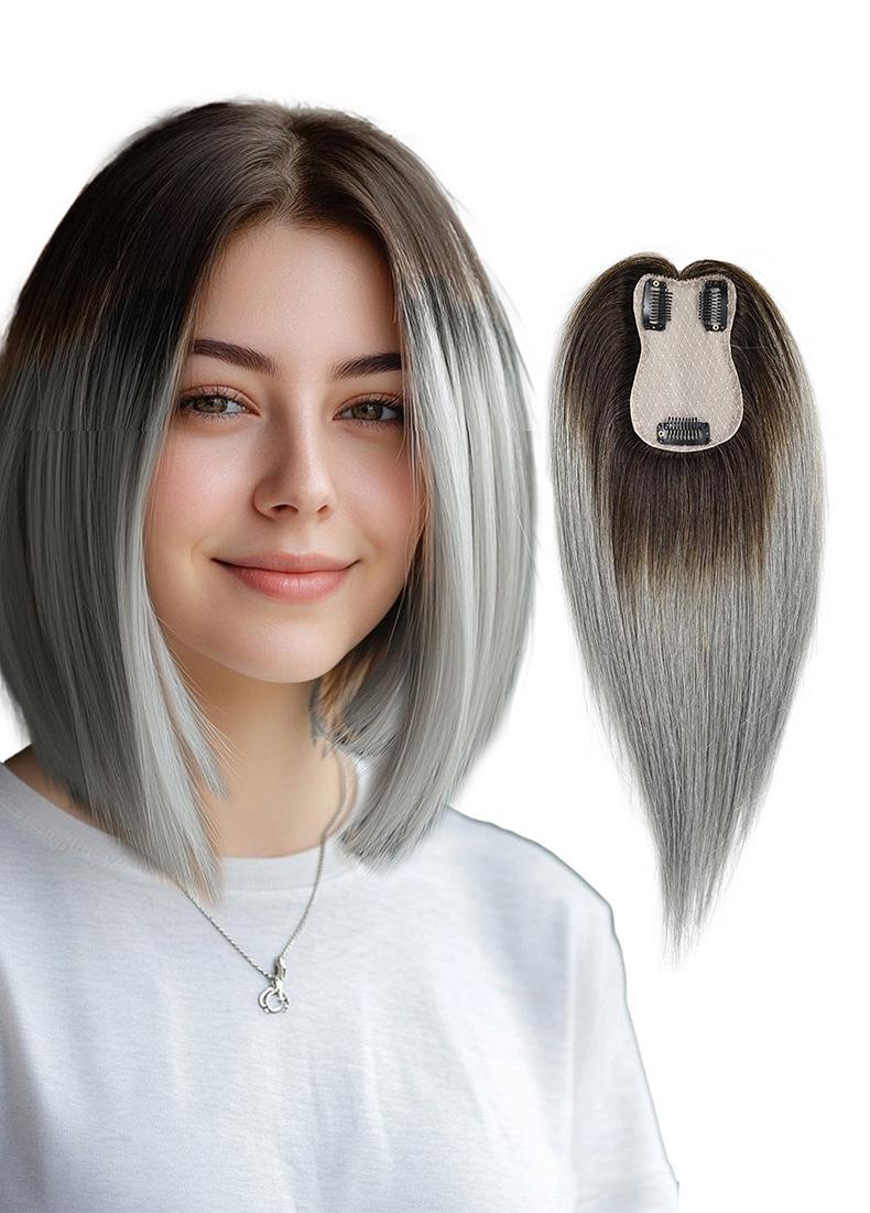 "100% Human Hair 3D Air Bangs Middle Part Clip-In Fringe Extensions, 7×11 Hand-Tied Hair Topper, Invisible T-Shape Secure Clips, Natural Seamless Look for Women 8-12 Inch "	