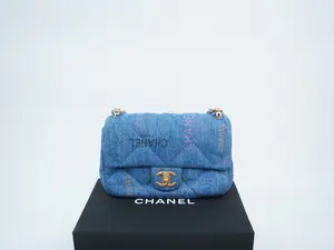 Pre-owned CHANEL denim Crossbody Bags 2022 Quilted Small Mood Flap Blue Multicolor