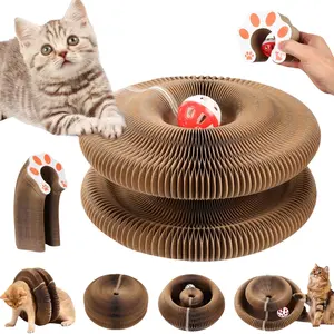 Magic Organ Pipe Cat Scratcher Board with Ball, Interactive Claw Sharpener, Durable Recyclable Furniture Protector, Expandable Design