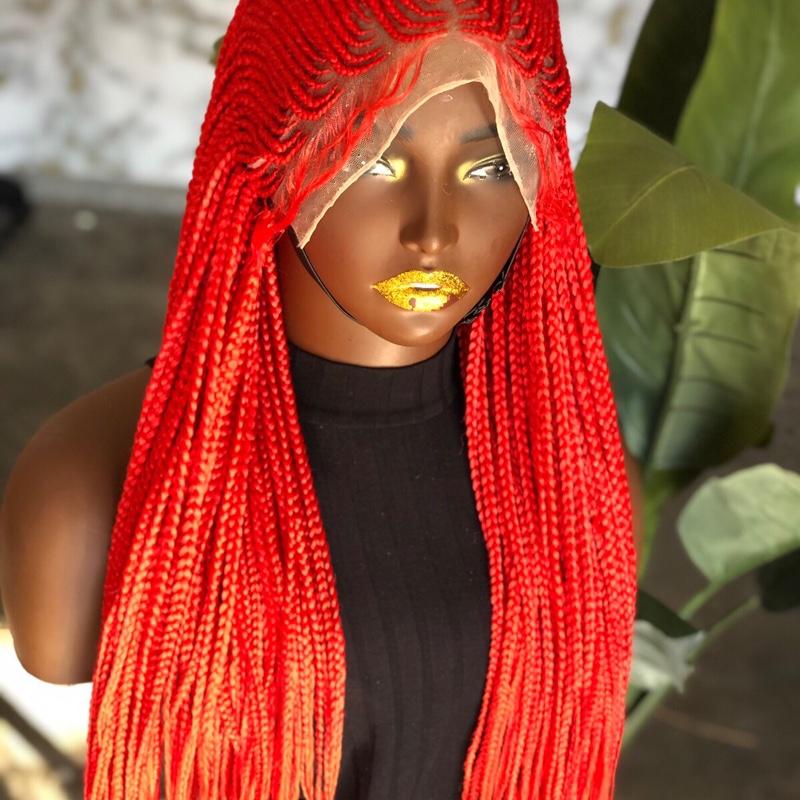 Frontal cornrow wig red cornrow wig.28 inches