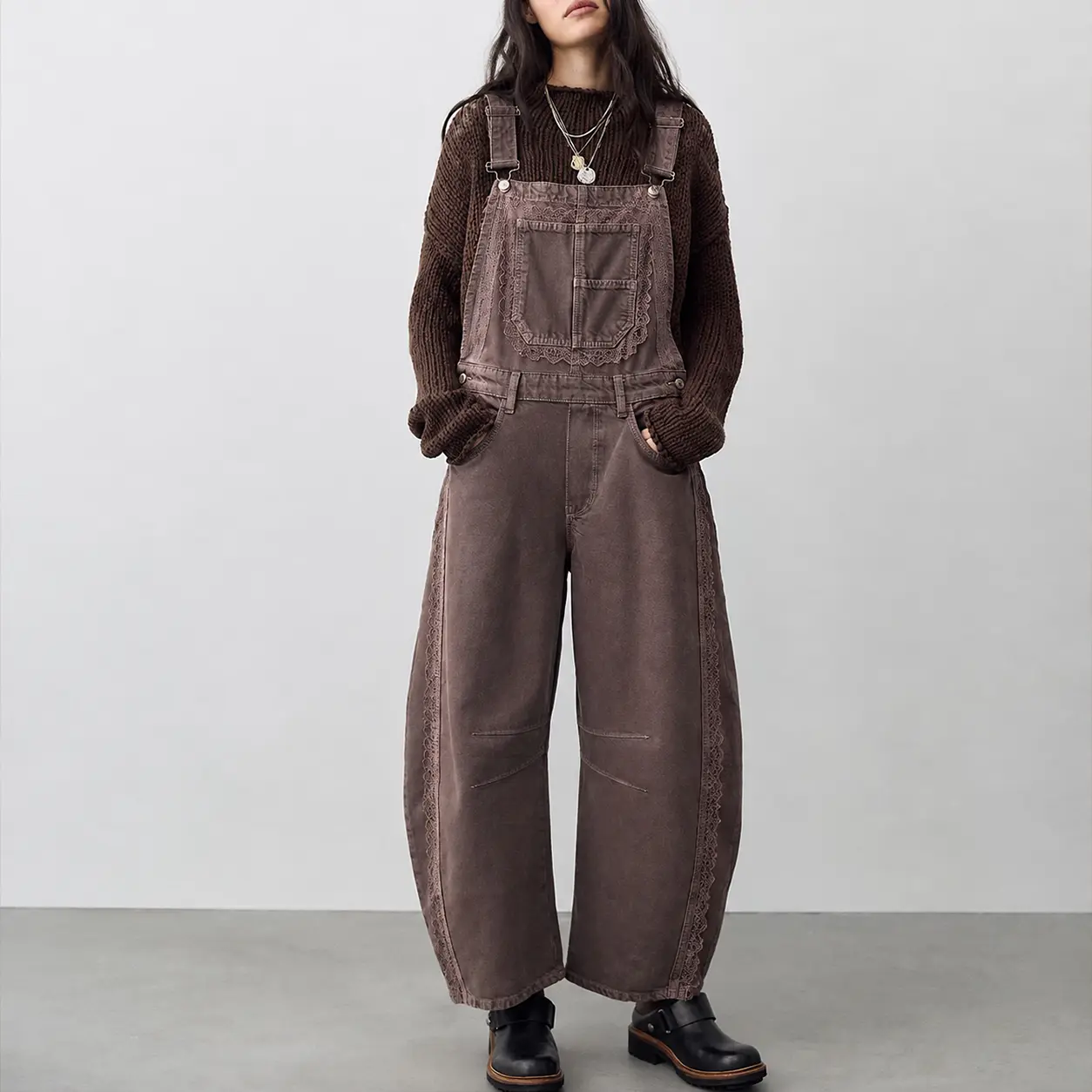 Women's Vintage Wide Leg Bib Overalls Heavyweight Enzyme Washed Cotton Denim American Retro Style for Daily Commute Camping Shopping Casual Activities