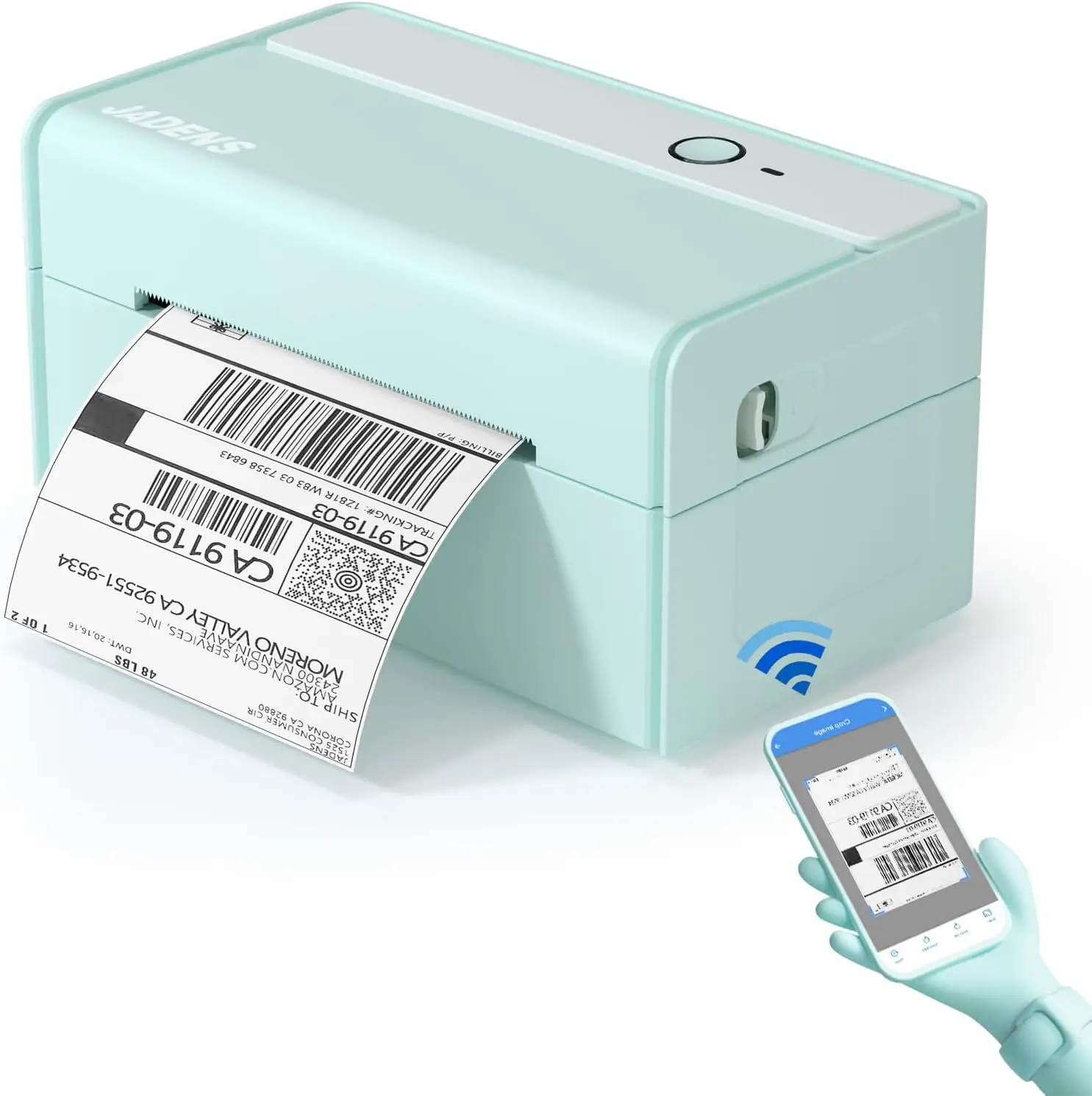 JADENS Bluetooth Shipping Label Printer 468BT Green High-speed Thermal Print US Type Wireless Shipping Label Printer for Small Business & Package