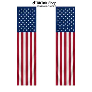 Door Banner, American Flag Vertical Porch Banner, Patriotic Red White Blue Front Door Hanging Sign, USA Outdoor Indoor Home Decor, 4th of July Memorial Day Veterans Day Porch Decoration