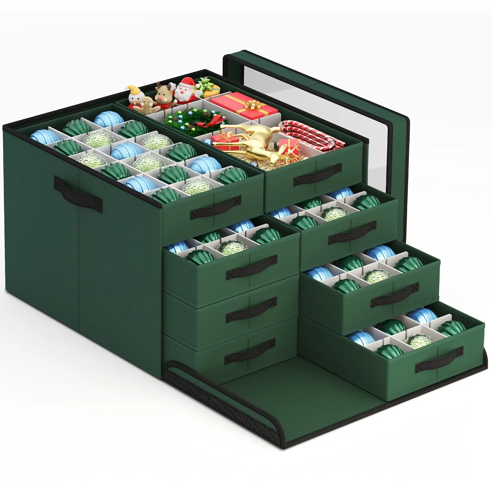 Christmas Ornaments Box Container, Stores up to 144 Ornaments with 8 Removable Tray, Fit Many Sizes Ornaments