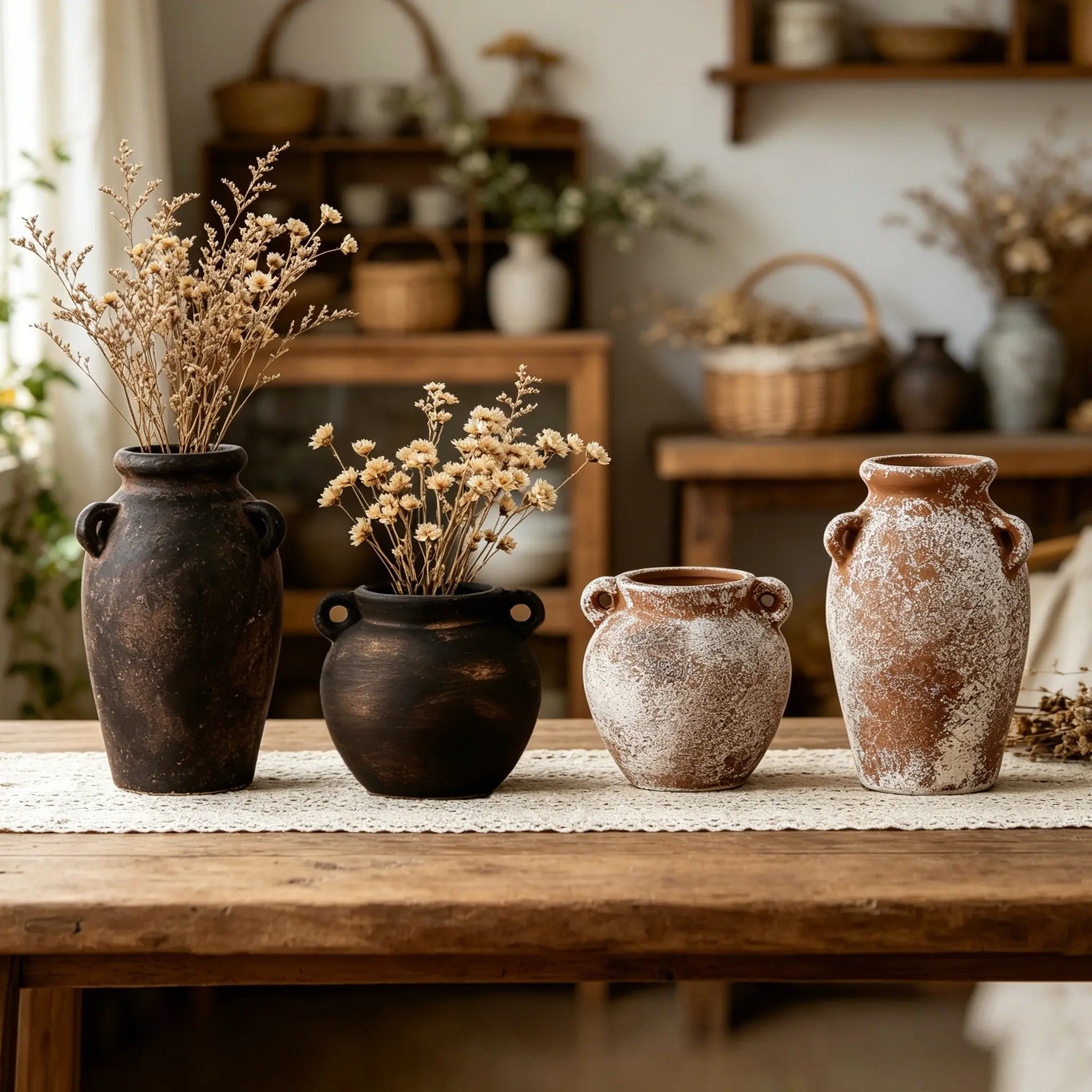 Vintage Rustic Ceramic Vase, Decorative Flower Pot for Home Decoration, Floral Arrangement, Scene Setup, Photography Props, Ceramic Bouquet Vase, Vase for Flowers