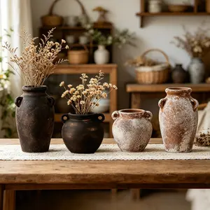 Vintage Rustic Ceramic Vase, Decorative Flower Pot for Home Decoration, Floral Arrangement, Scene Setup, Photography Props