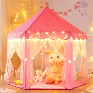 2026  Princess Castle Fairy Tent, Play Toys For Girls Large Hexagon Playhouse, Toy Houses, With Star Lights Indoor And Outdoor Kids Magical Game House Kids Camping