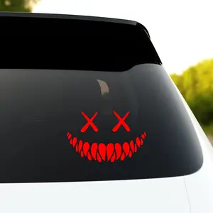 3 count Reflective  Sticker, 8 x 5 Inch Smile Demon Decal Stickers Funny Cool  Cut   Window Decal, Auto Bumper Stickers Universal for  (Red)