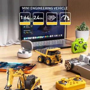 Bluetooth Desktop Mini Remote Control Forklift Crane with Trailer Board Dump Excavator Engineering Model 1:64 Scale 2.4GHz