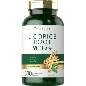 Carlyle Licorice Root Capsules 900mg | 300 Count | Root Extract Supplement | Non-GMO, Gluten Free Carlyle Licorice Root Capsules 900mg | 300 Count | Root Extract Supplement | Non-GMO, Gluten Free