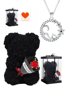 Star Night Cat Whisper · Silver Moon Original niche star & cat light luxury necklace with premium feel.Comes with a preserved rose & teddy bear jewelry gift box.Perfect mysterious gift for birthdays, Valentine’s Day, Mother’s Day and Christmas.