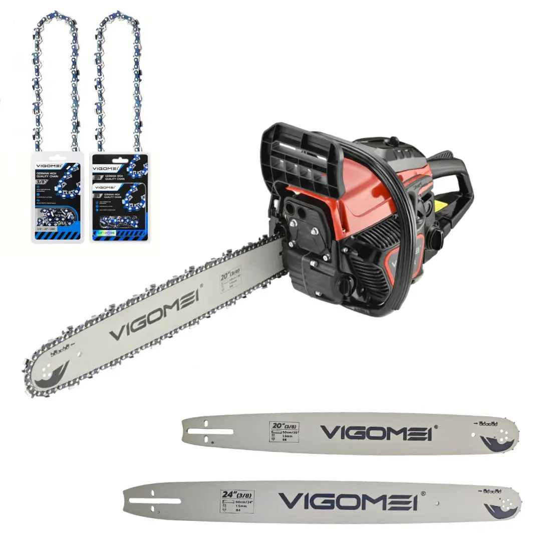 105CC 2-Cycle Gas Chainsaw with 20 in + 24 in Guide Bars, 3/8" Pitch Chain for Tree Cutting, Logging