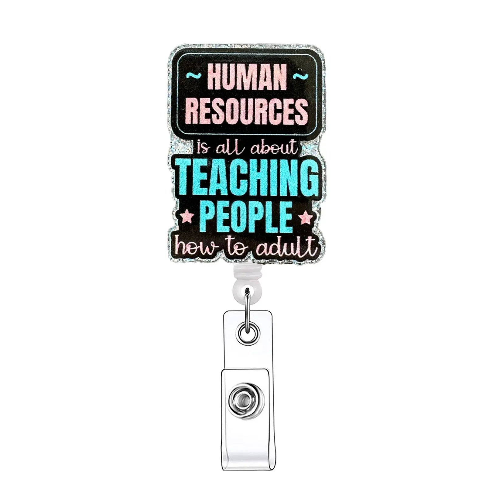 Letter Pattern Retractable Badge Reel, 1/20pcs Acrylic ID Holder with Clip for Nurses, Doctors, Students & Office Staff, Human Resources Gifts