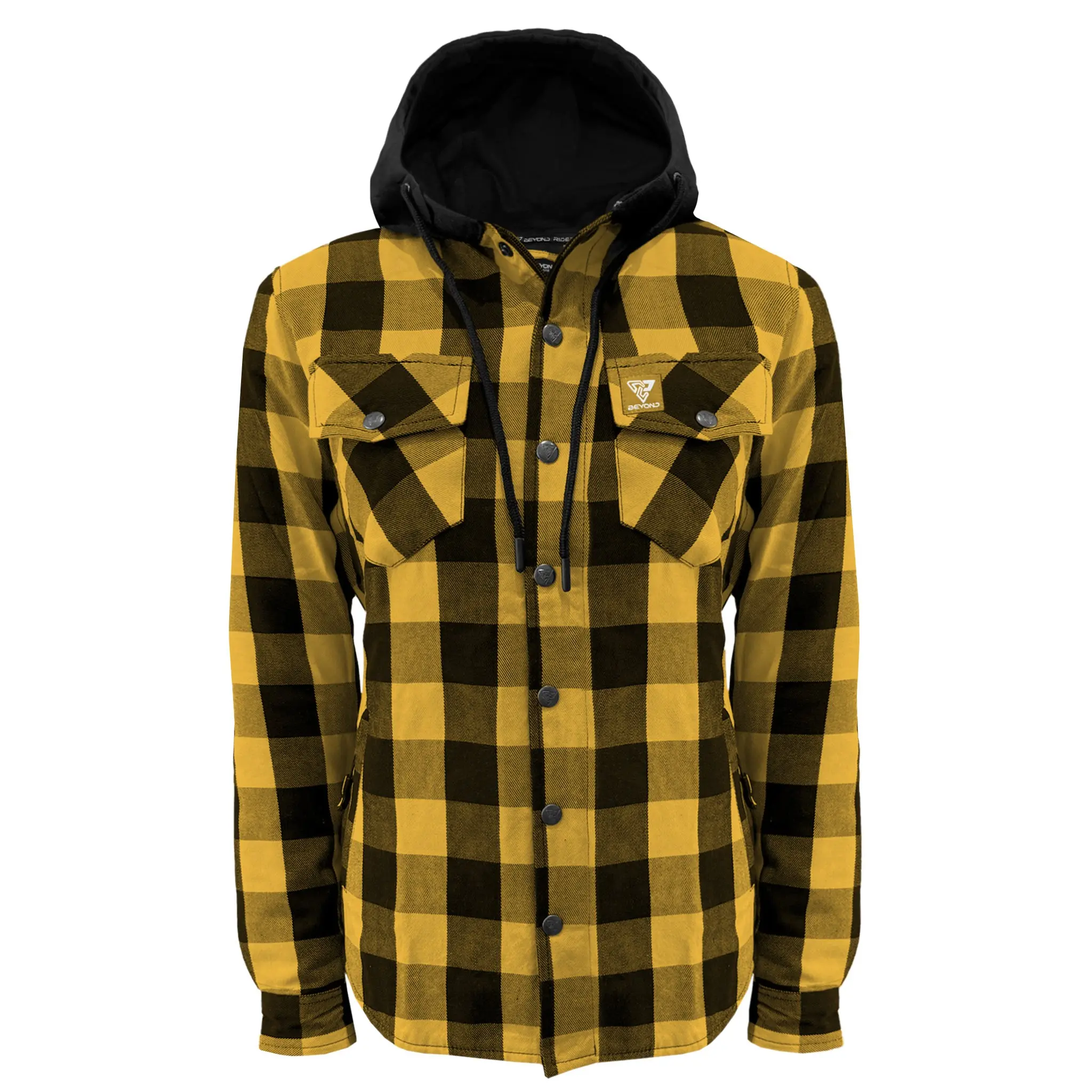 Protective Flannel Hoodie for Women - Yellow and Black Checkered