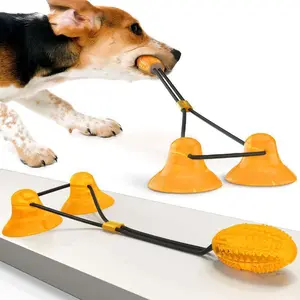 Heavy-Duty Suction Cup Dog Toy TPR Material for Tug Chew Teaser Interactive Design for Small Medium Dogs Cats 28.5 Inches Total Length