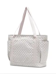Women's Solid Color Quilted Tote Bag, Lightweight Soft Travel Bag with Zipper, Large Capacity Travel Bag for Travel, Gym, Work