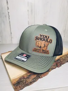 You Should Have Been Swallowed Hat Richardson 112 Leather Patch Hat Premium Quality Cap Adjustable Snapback Cap