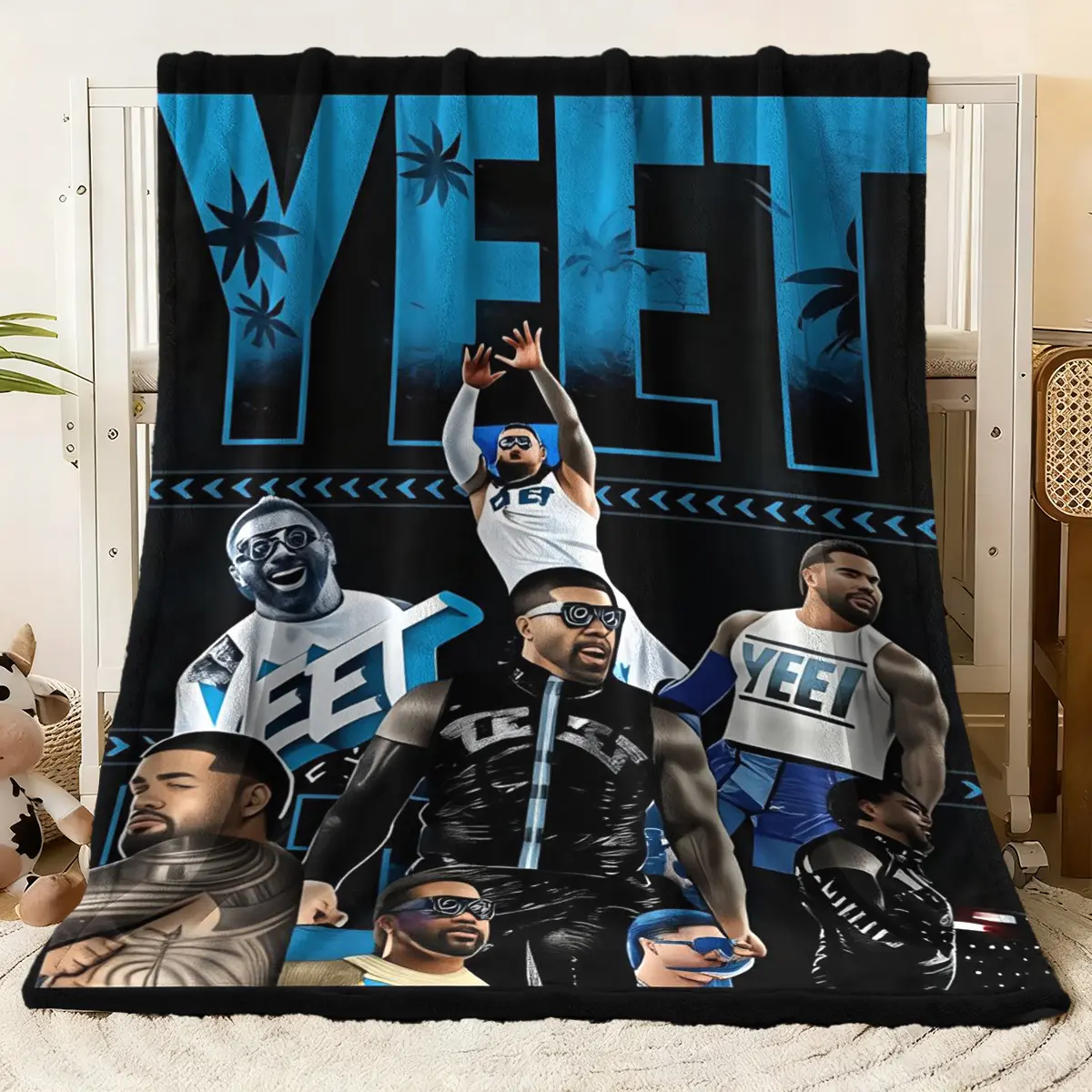 Trendy YEET Graphic Flannel Blanket - Street Style Inspired Soft Throw Blanket with Urban Art Design, Cozy Warm Fleece Blanket for Bed Couch Sofa, Ideal for Hip - Hop Fashion Enthusiasts & Home